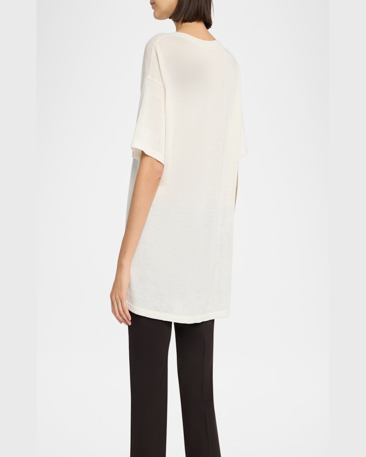 THE ROW JISELLE OVERSIZED SHORT-SLEEVE LINEN TOP 
