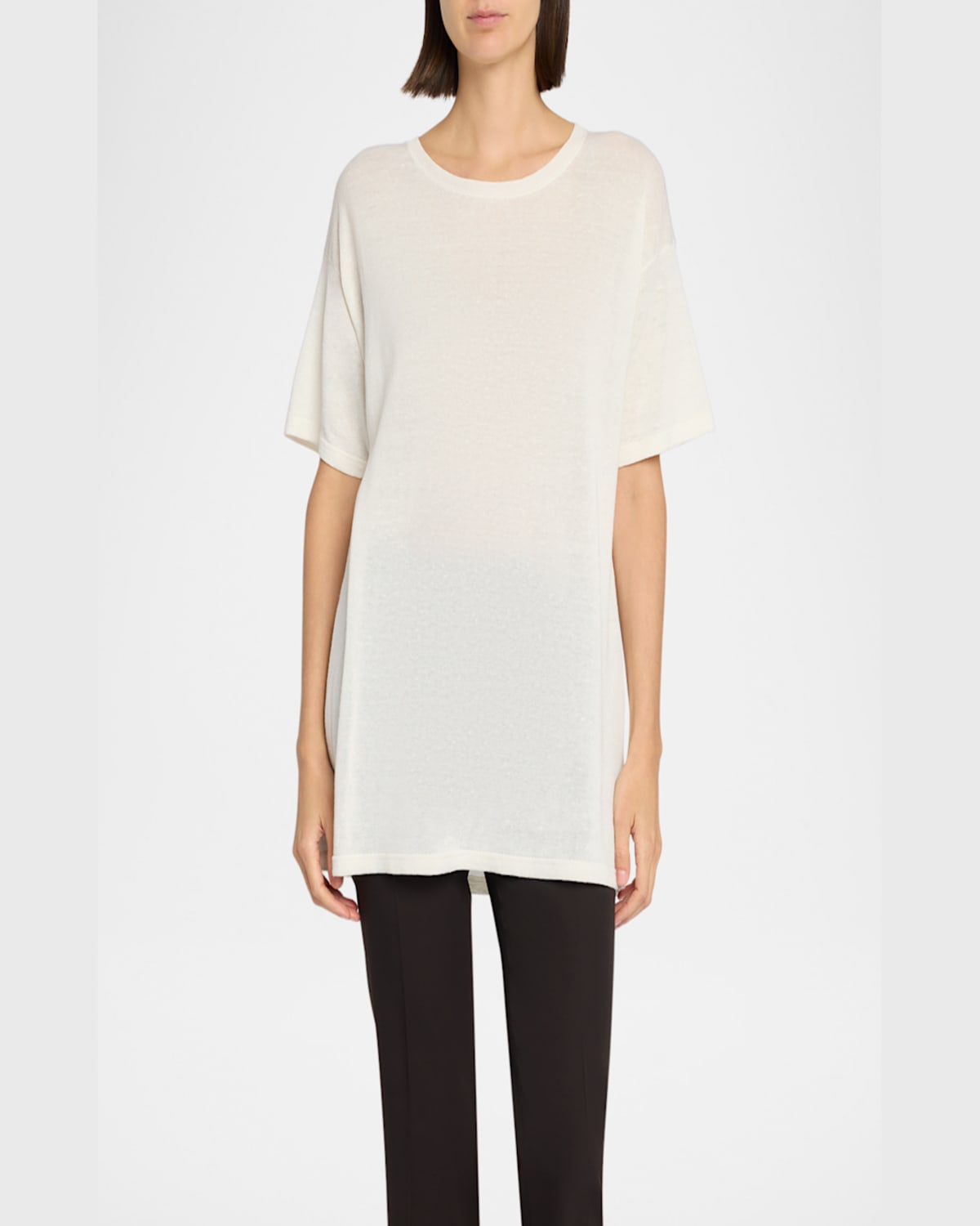 THE ROW JISELLE OVERSIZED SHORT-SLEEVE LINEN TOP 