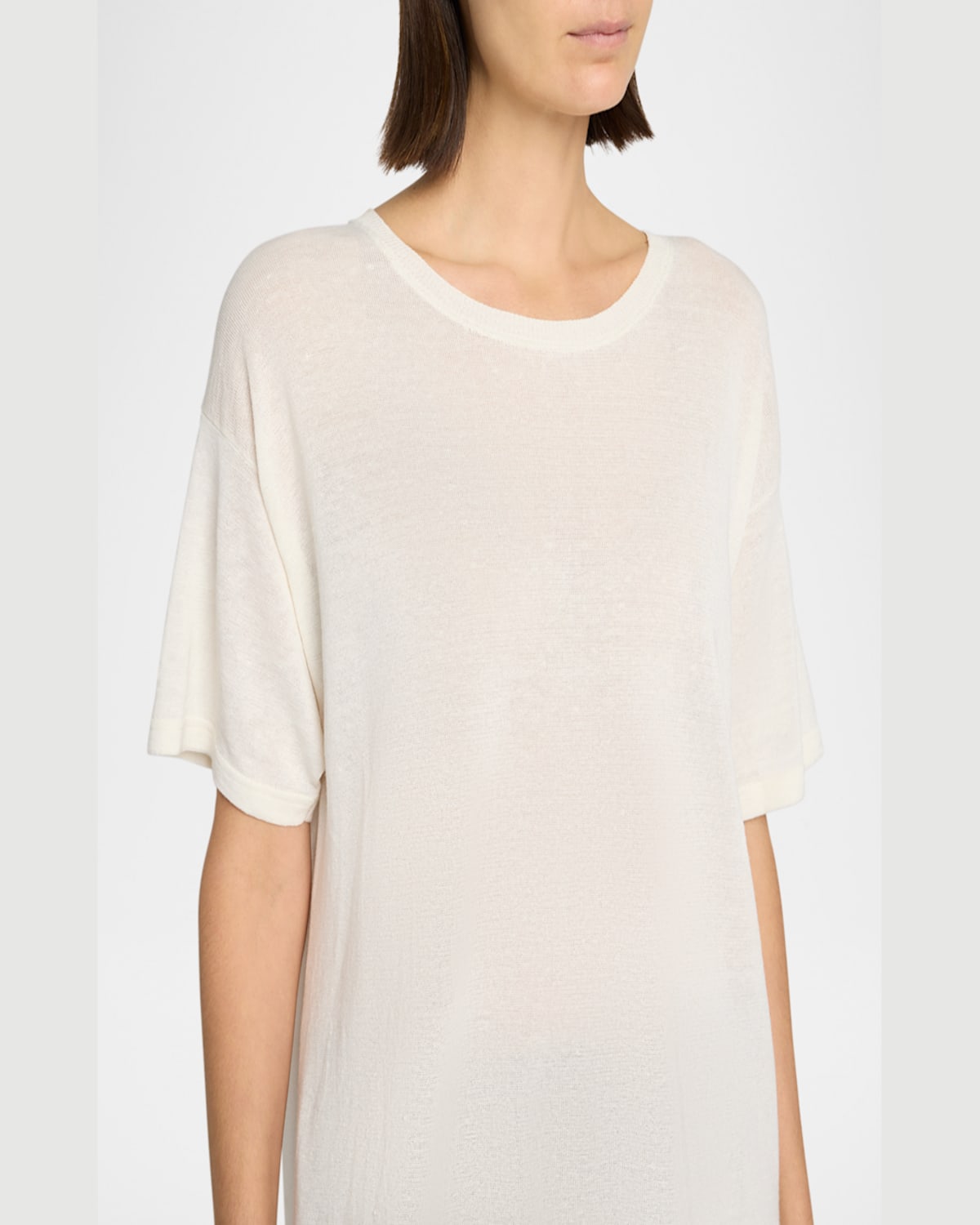 THE ROW JISELLE OVERSIZED SHORT-SLEEVE LINEN TOP 