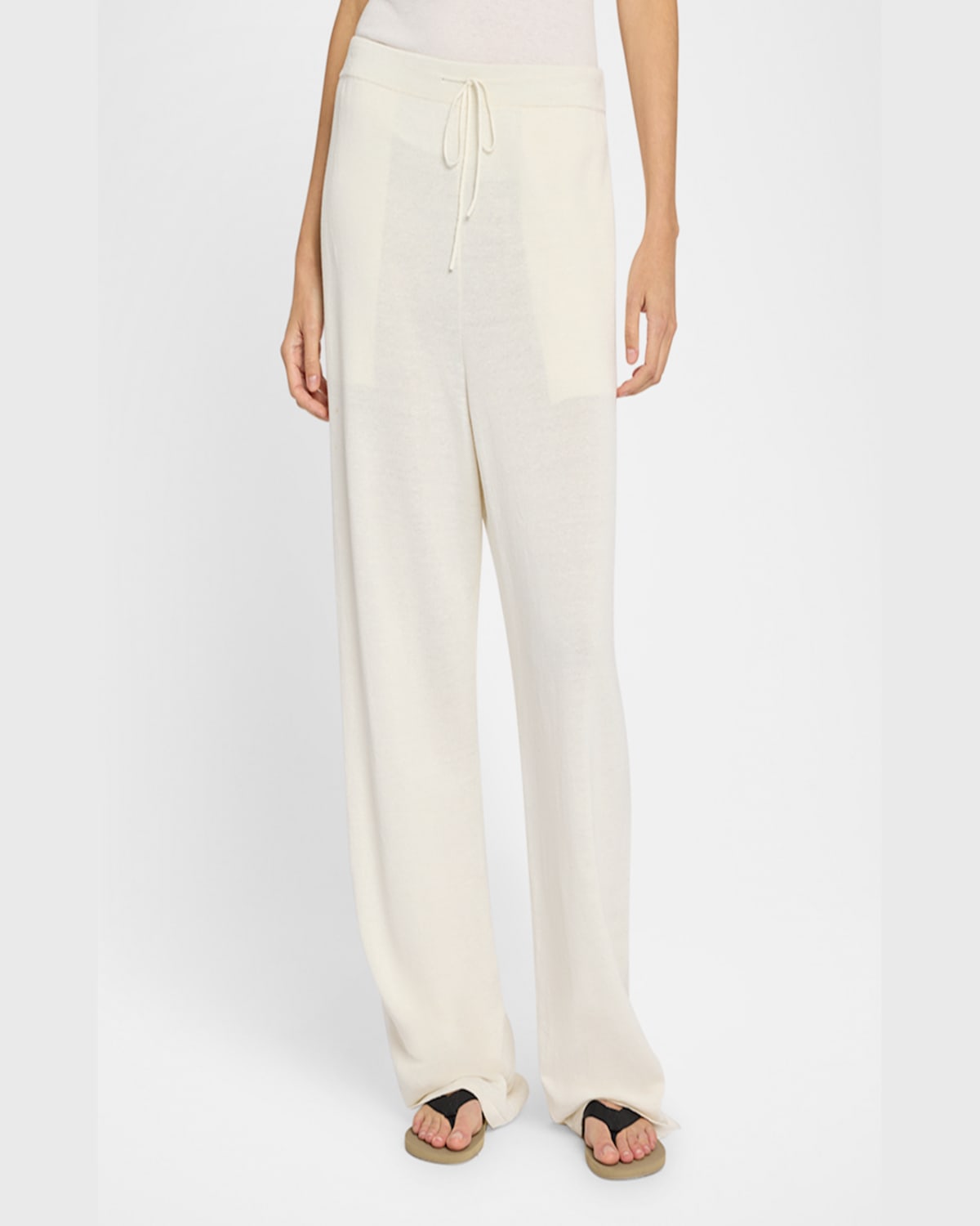 The Row Jory Linen Straight-leg Drawstring Pants In White