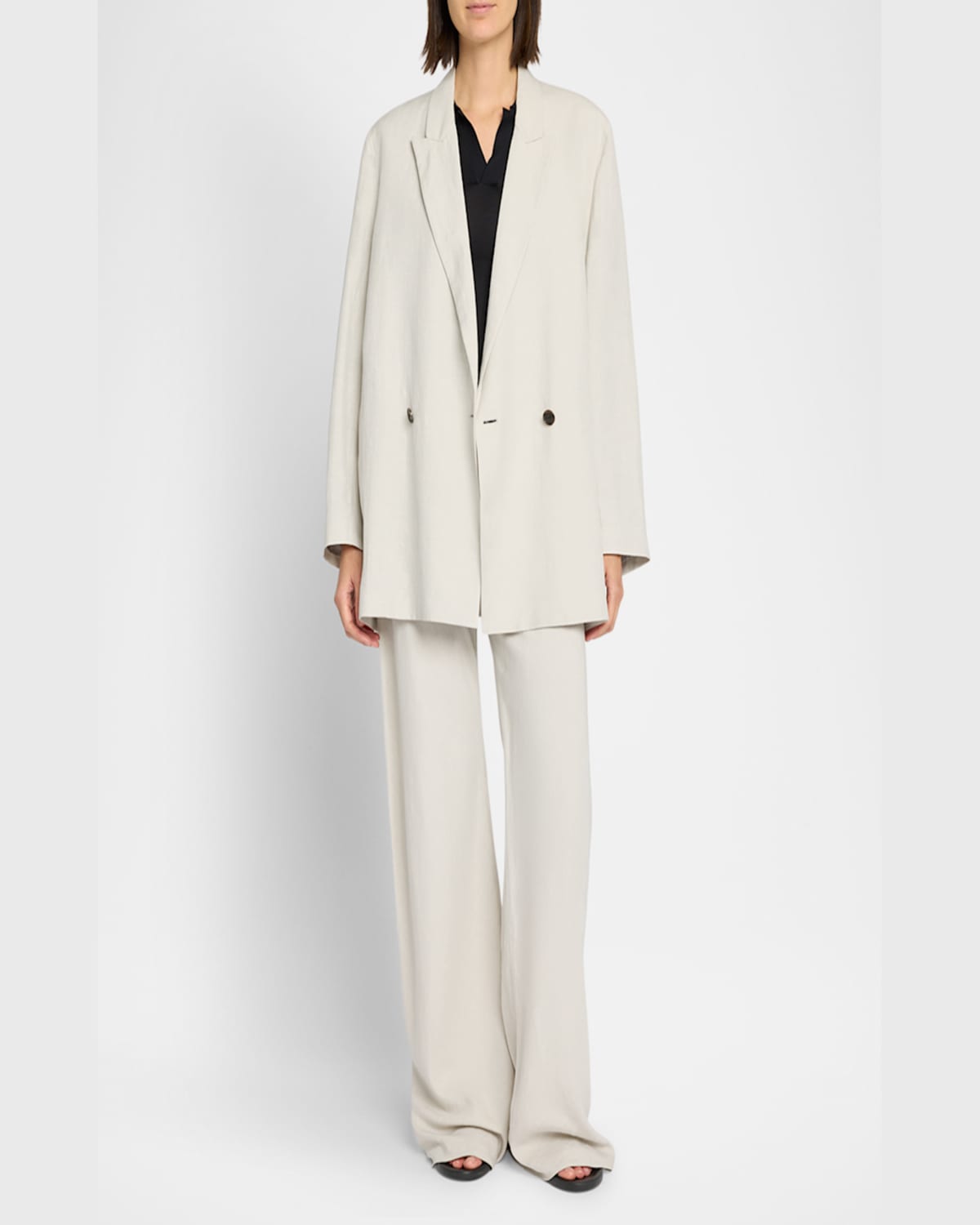 The Row Nat Oversized Double-breasted Jacket In Pearl Grey