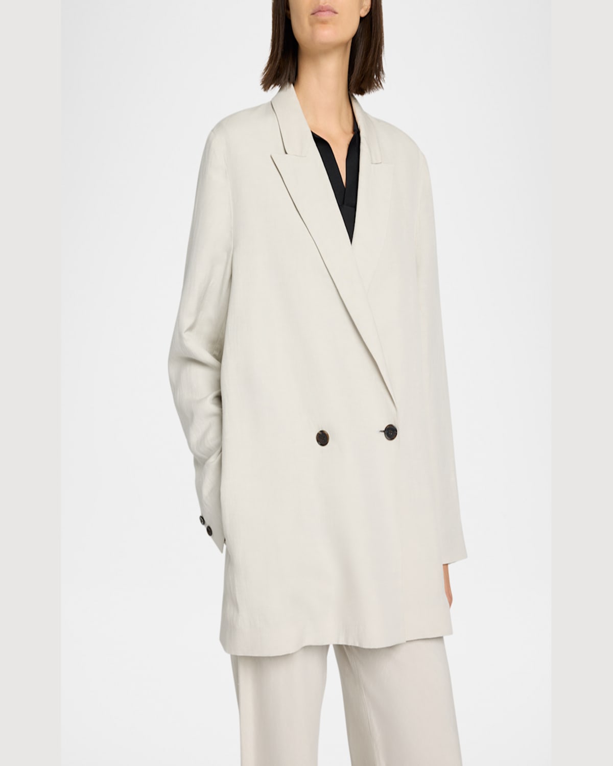 The Row Nat Oversized Double-breasted Jacket In Pearl Grey
