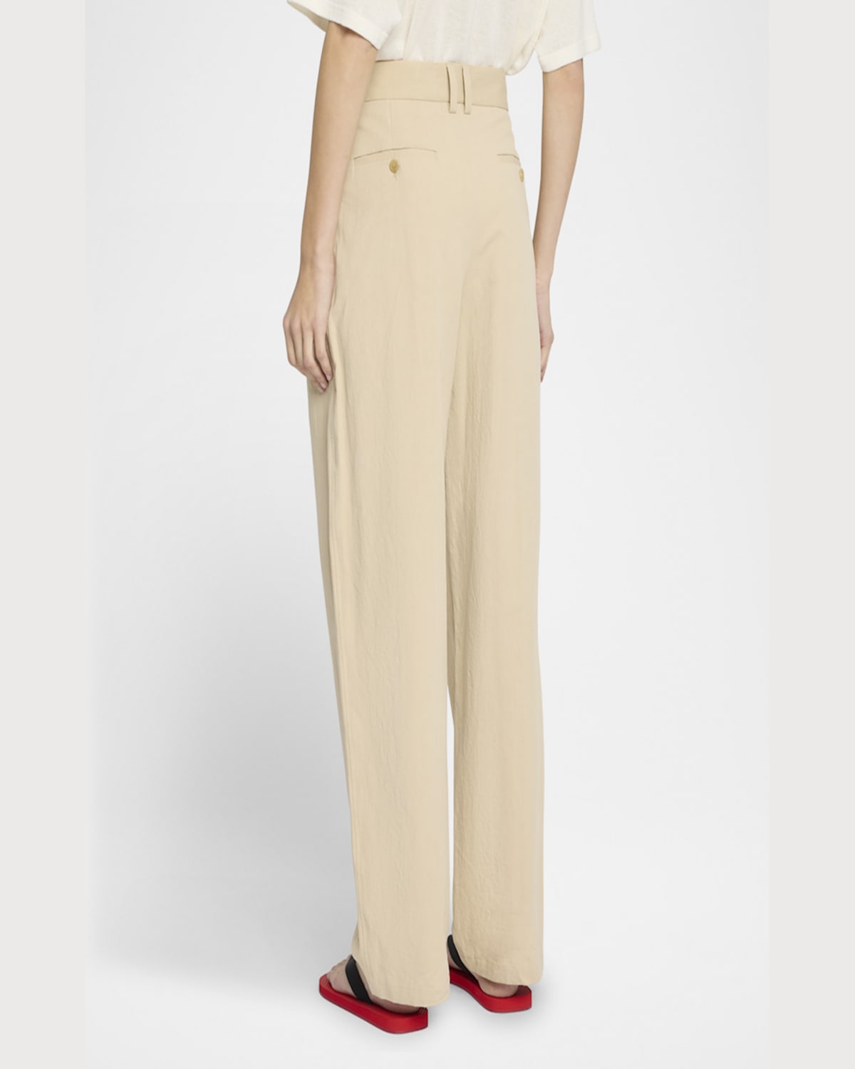 The Row Lilas Pleated Wide-leg Cotton-linen Pants In Light Khaki