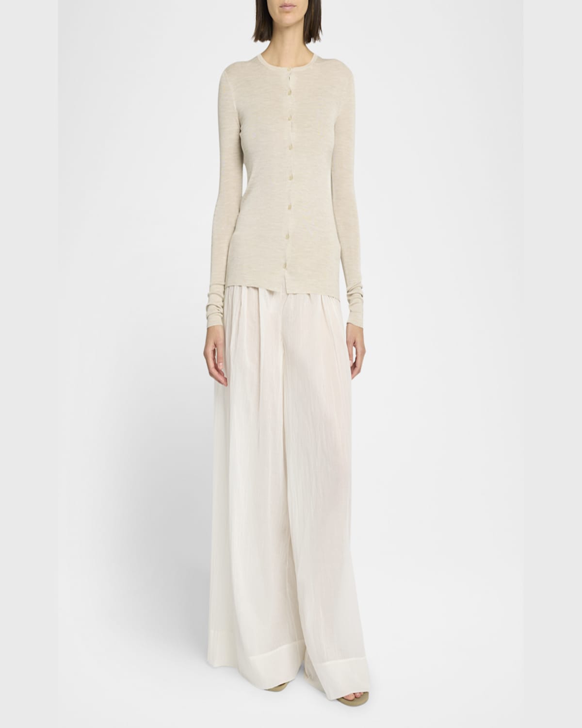 The Row Hypnosta Pleated Cotton Wide-leg Drawstring Pants In White