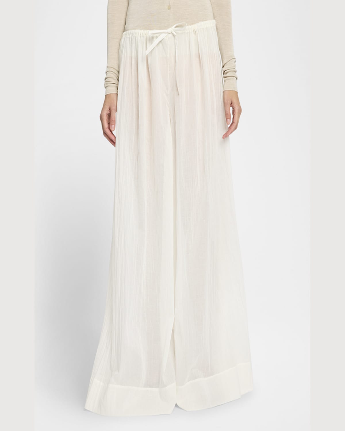The Row Hypnosta Pleated Cotton Wide-leg Drawstring Pants In White