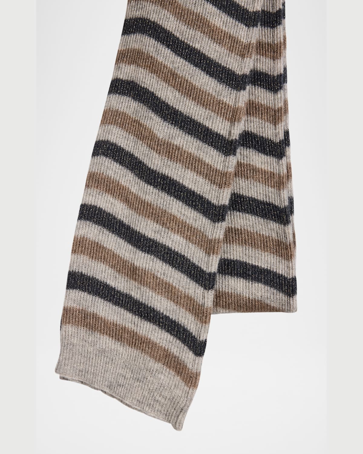 Brunello Cucinelli Striped Mohair Blend-scarf In Clm03 Smoke