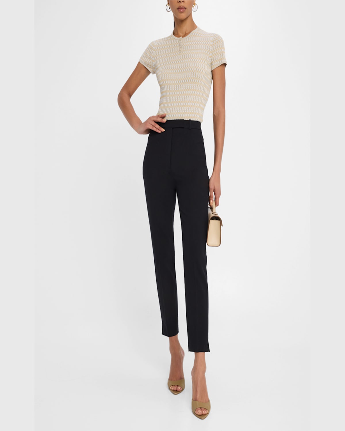 Shop Proenza Schouler White Label Shelle Sweater In Micro Check In Light Oxfordcamel