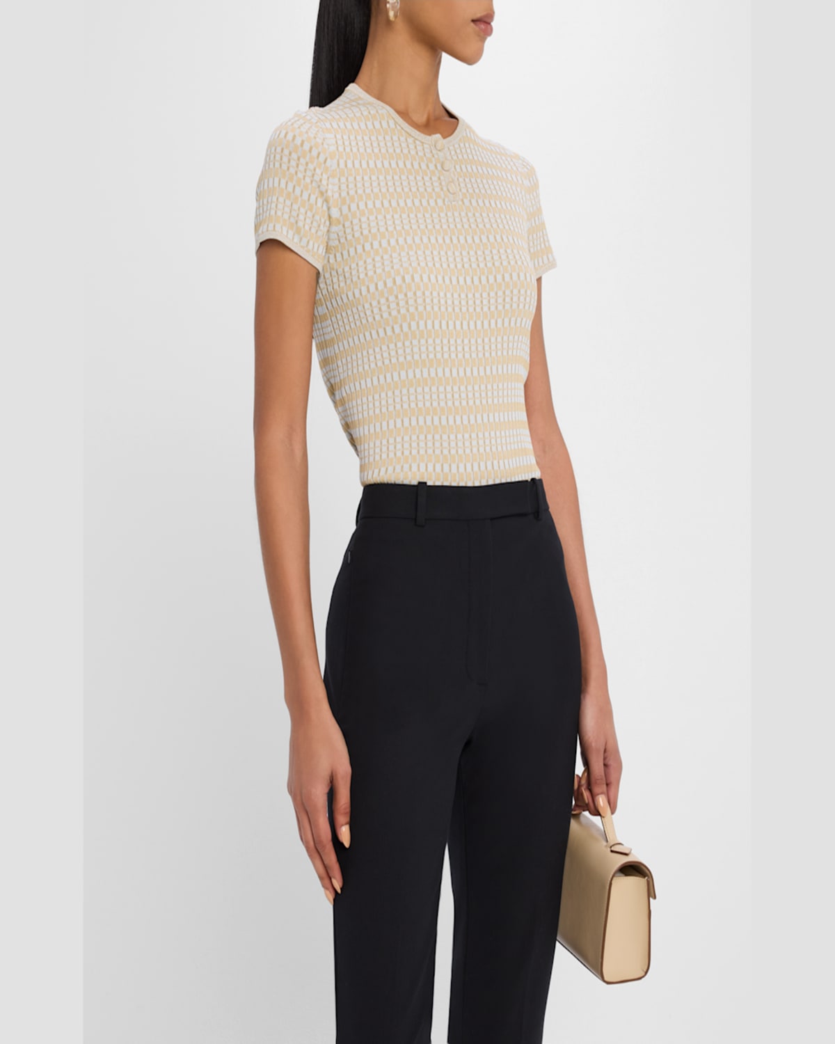 PROENZA SCHOULER WHITE LABEL SHELLE SWEATER IN MICRO CHECK 