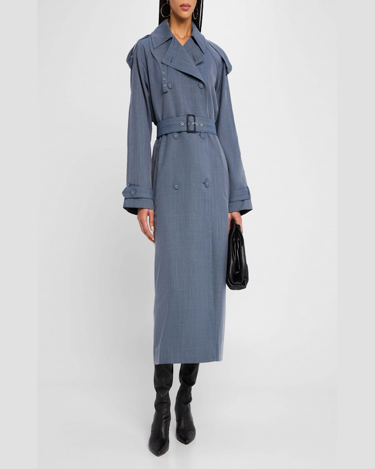 Shop Proenza Schouler White Label Sakia Wool Melange Trench Coat In Denim