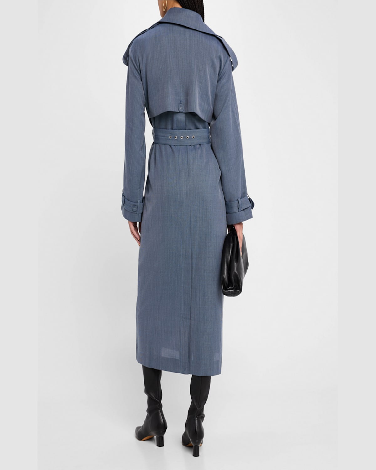 Shop Proenza Schouler White Label Sakia Wool Melange Trench Coat In Denim