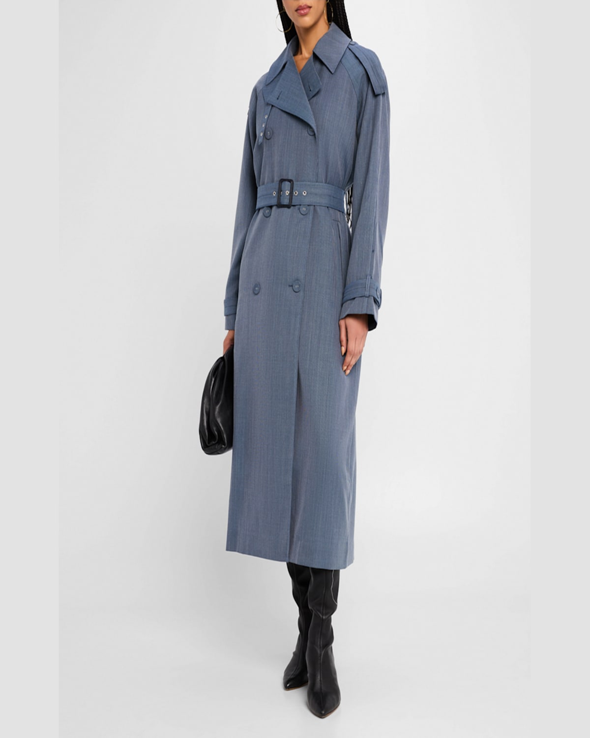 Shop Proenza Schouler White Label Sakia Wool Melange Trench Coat In Denim