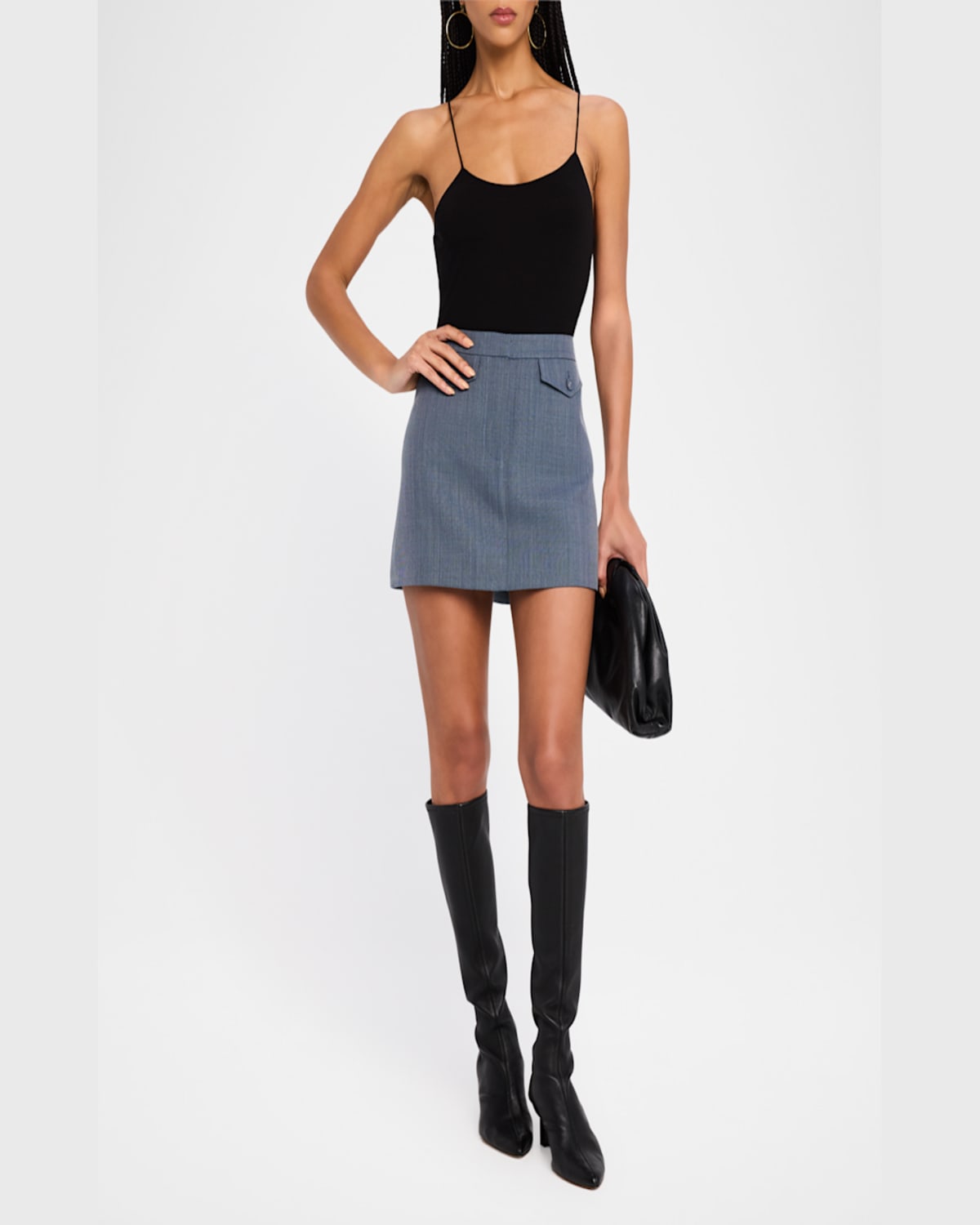Shop Proenza Schouler White Label Jamison Wool Melange Mini Skirt In Denim