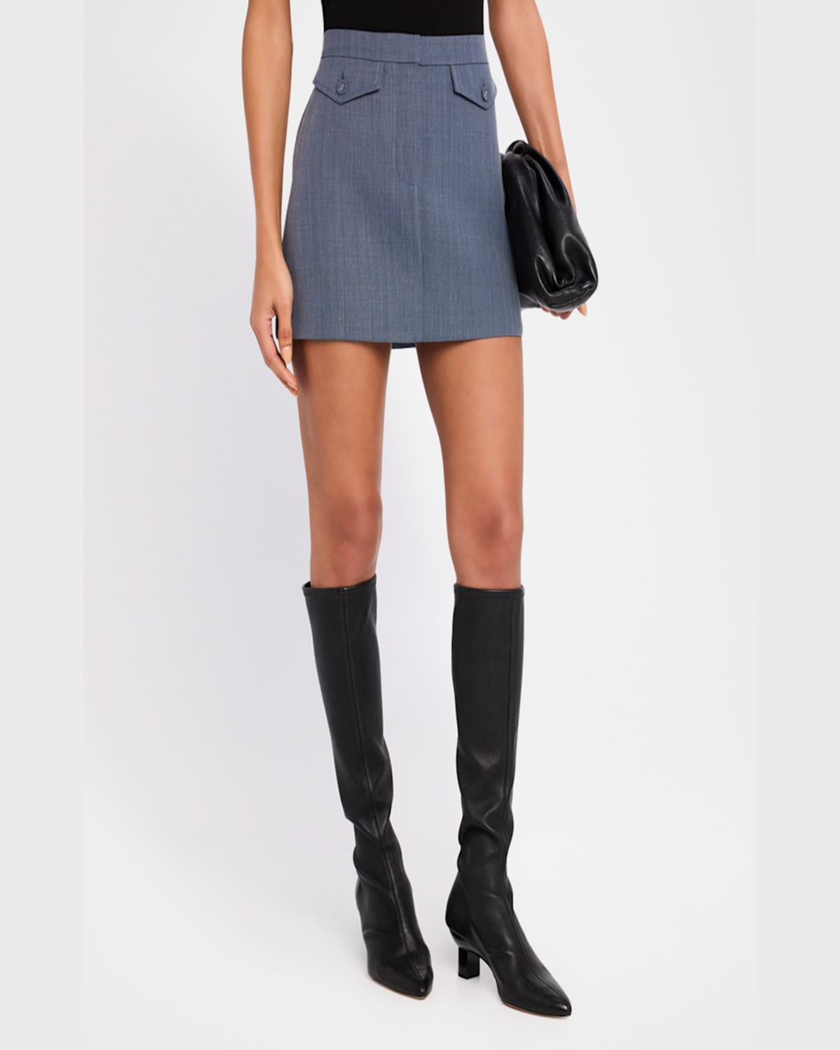 Shop Proenza Schouler White Label Jamison Wool Melange Mini Skirt In Denim