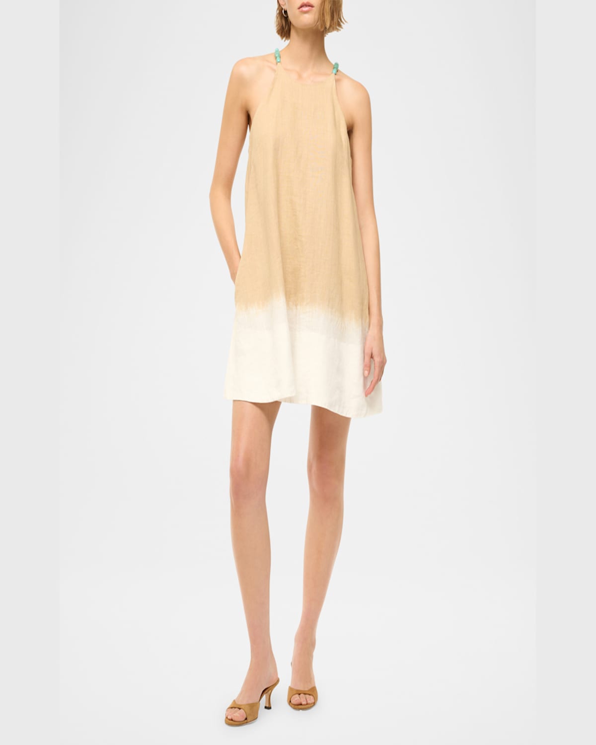 Staud Cabo Linen Dress In Desert Tie Dye In Desert Tie Dye