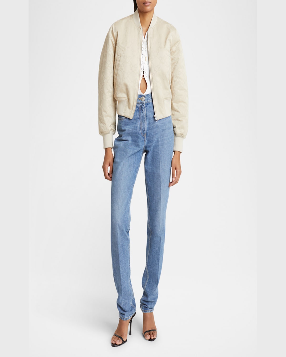 Givenchy Monogram 72 Light Varsity Jacket In Light Beige