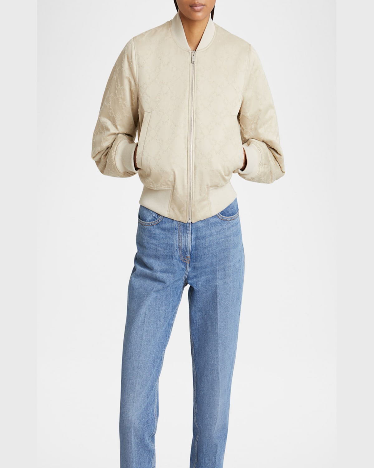 Givenchy Monogram 72 Light Varsity Jacket In Light Beige