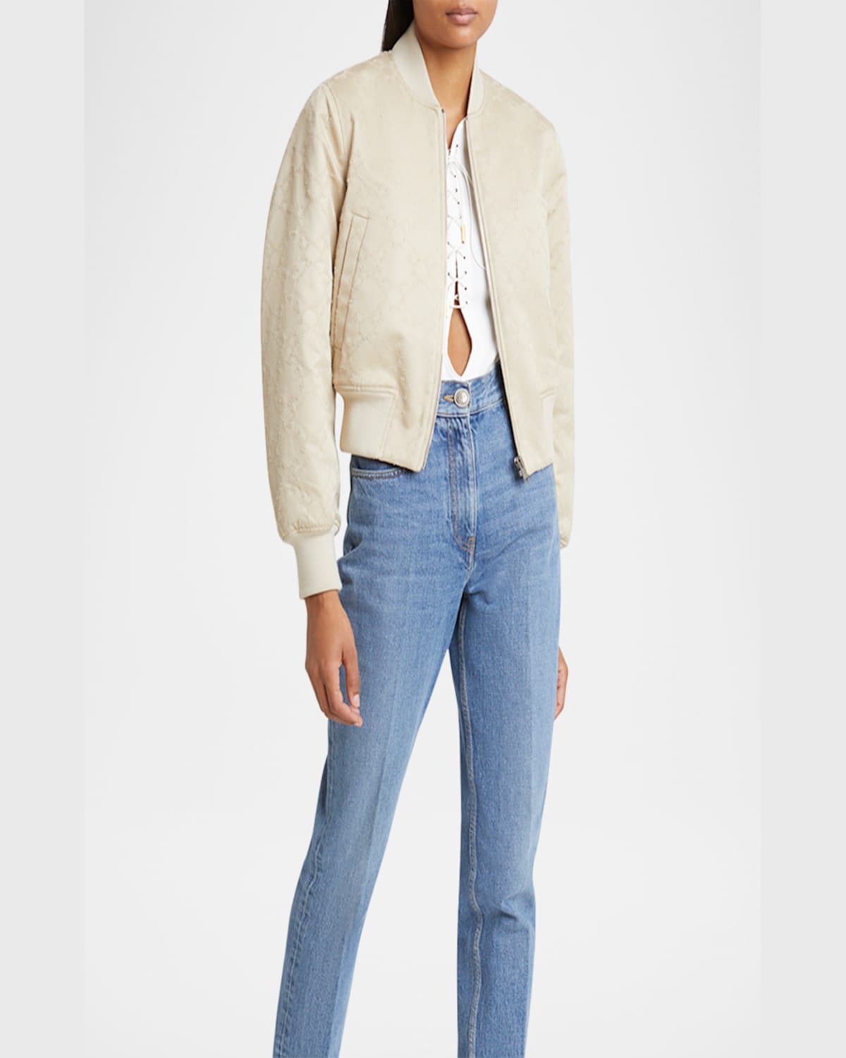 Givenchy Monogram 72 Light Varsity Jacket In Light Beige