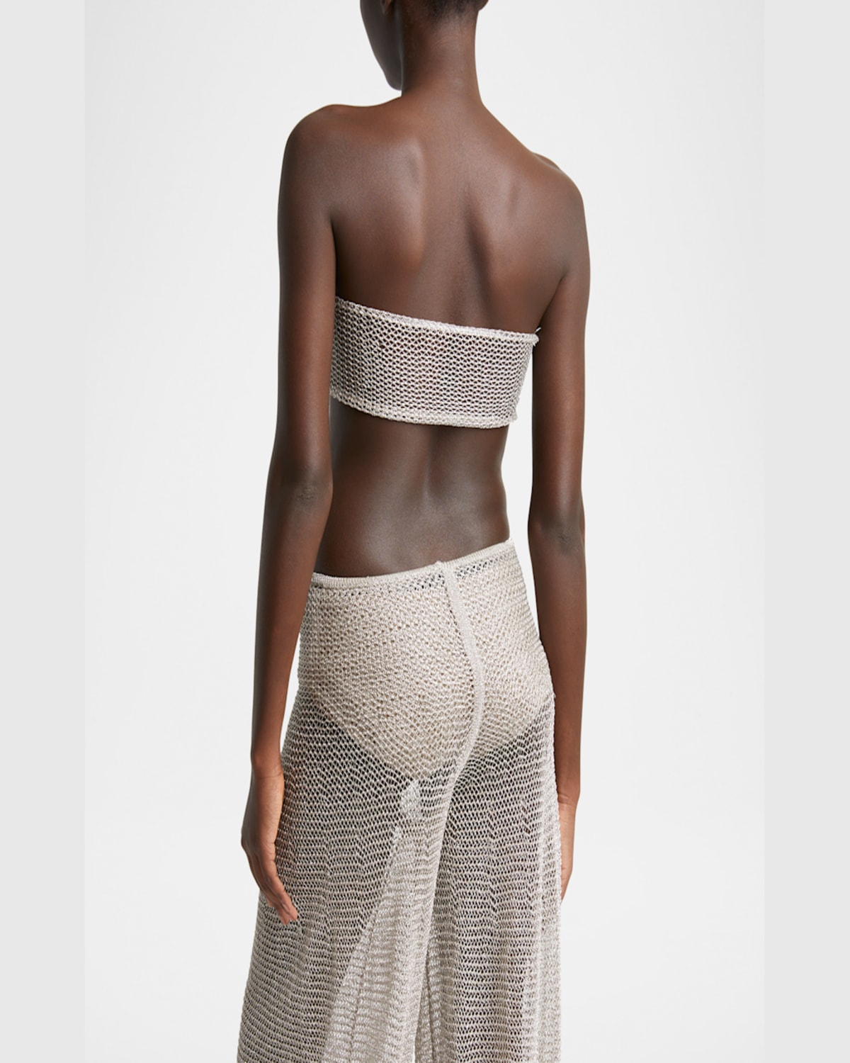 Alaïa Silver Mesh Knit Bra Top In Argent