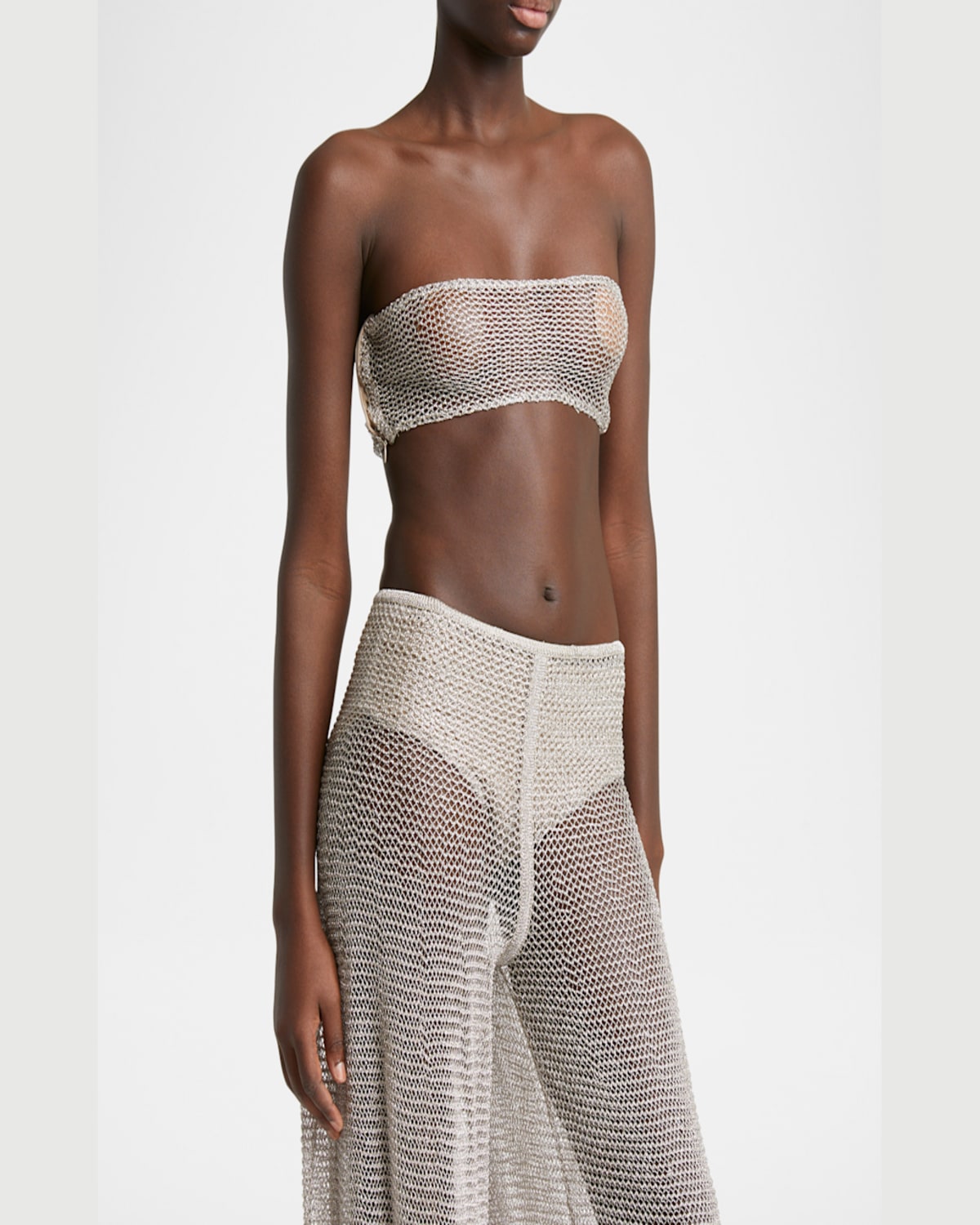 Alaïa Silver Mesh Knit Bra Top In Argent