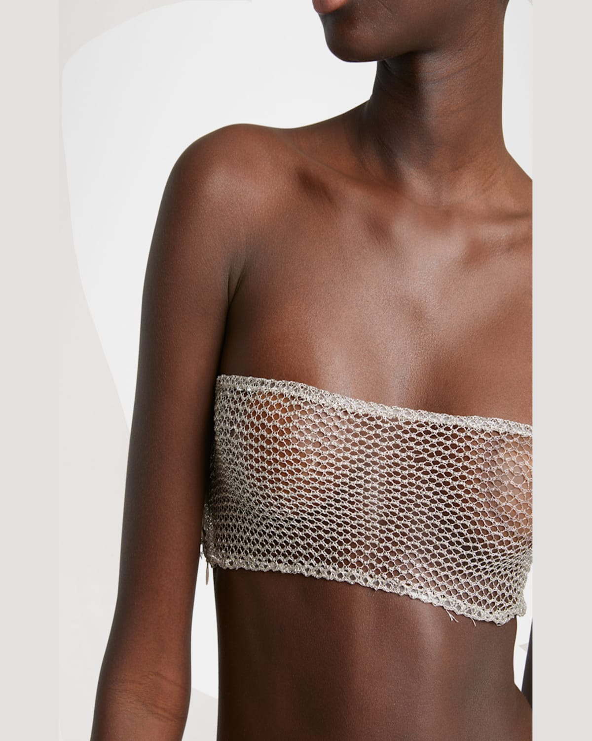 Alaïa Silver Mesh Knit Bra Top In Argent