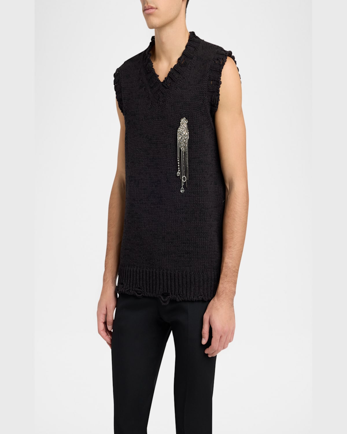 ALEXANDER MCQUEEN MEN'S SWEATER VEST WITH EMBELLISHED PATCH 