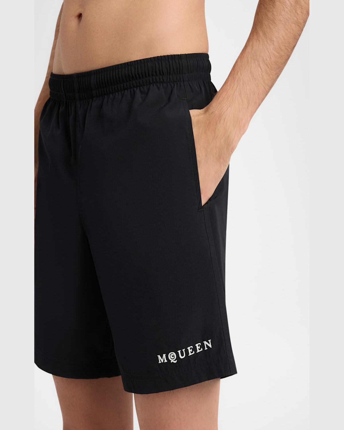 Alexander Mcqueen Elastic Waistband Swim Shorts With Side Pockets In Multi