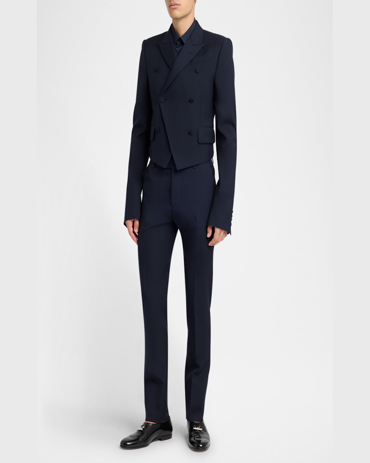 Alexander Mcqueen Mcqueen Shrunken Wool Blazer In Navy