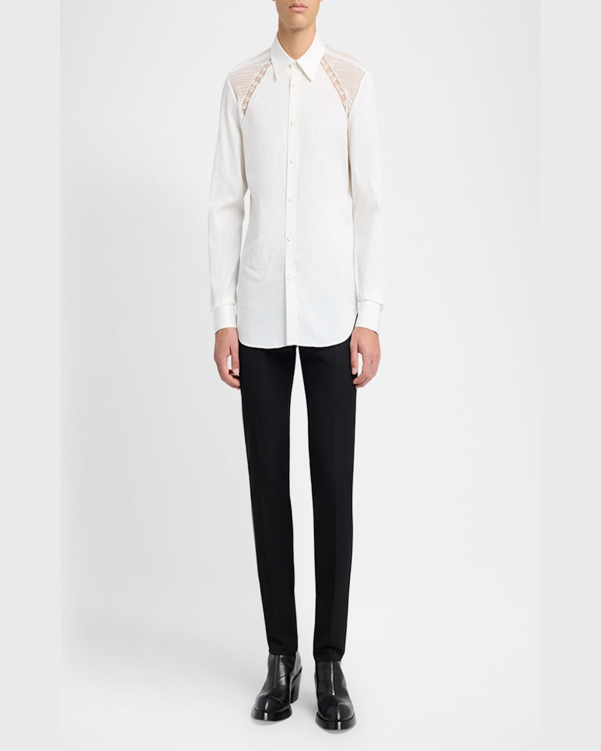 Shop Alexander Mcqueen Men's Lace Harness Shirt In Powder