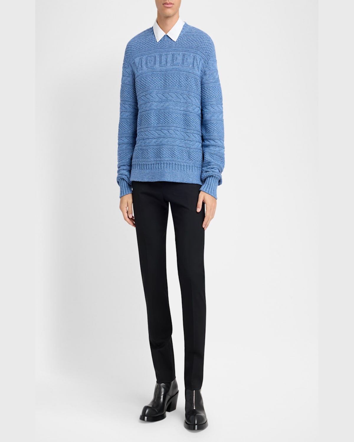 Alexander Mcqueen Mcqueen Low Rise Wool Cigarette Trousers In Navy