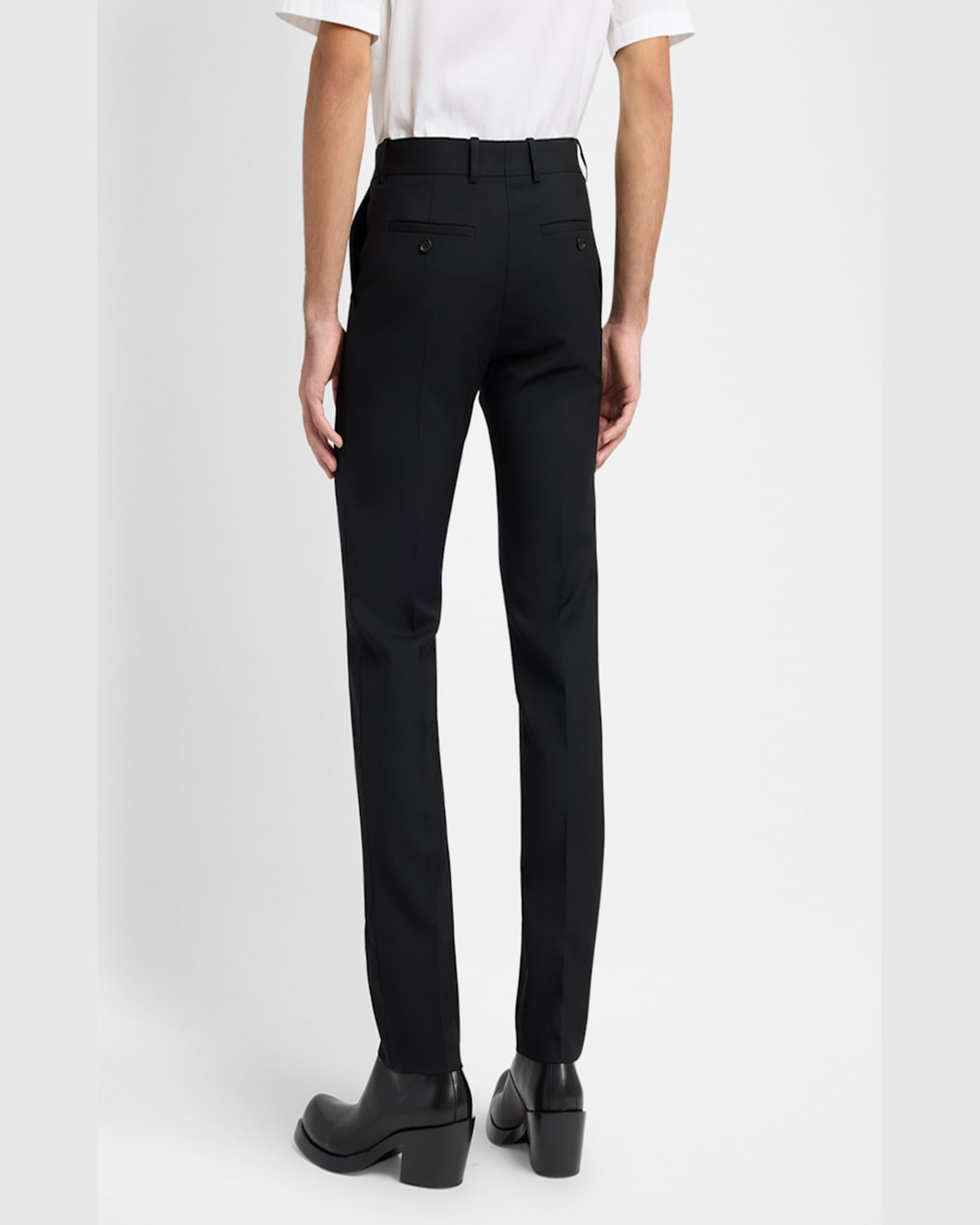 Alexander Mcqueen Mcqueen Low Rise Wool Cigarette Trousers In Navy