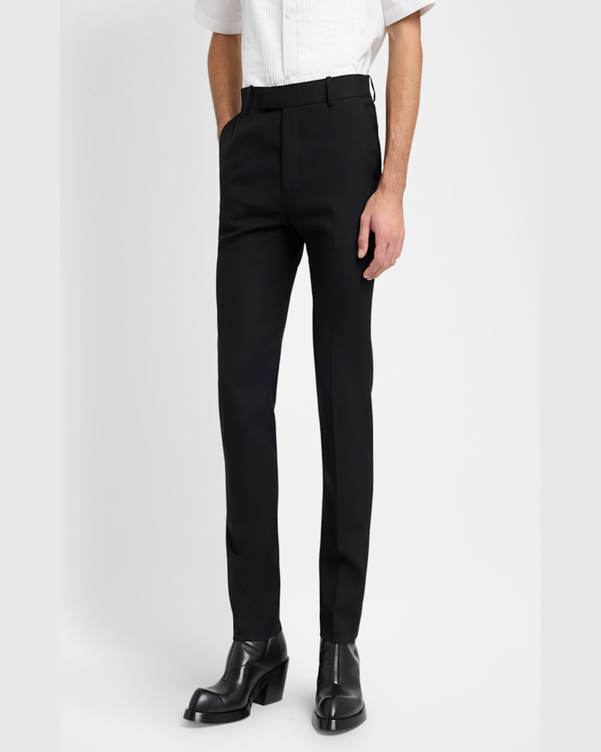 Alexander Mcqueen Mcqueen Low Rise Wool Cigarette Trousers In Navy