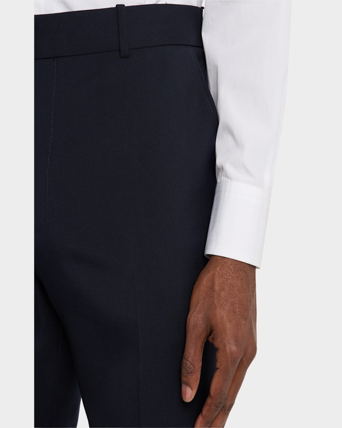 Alexander Mcqueen Mcqueen Low Rise Wool Cigarette Trousers In Navy