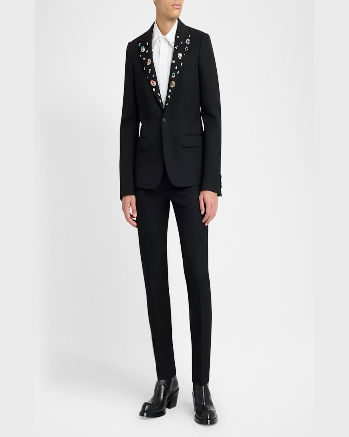 Alexander Mcqueen Men's Crystal Barathea Wool Reverse Jacket In Black