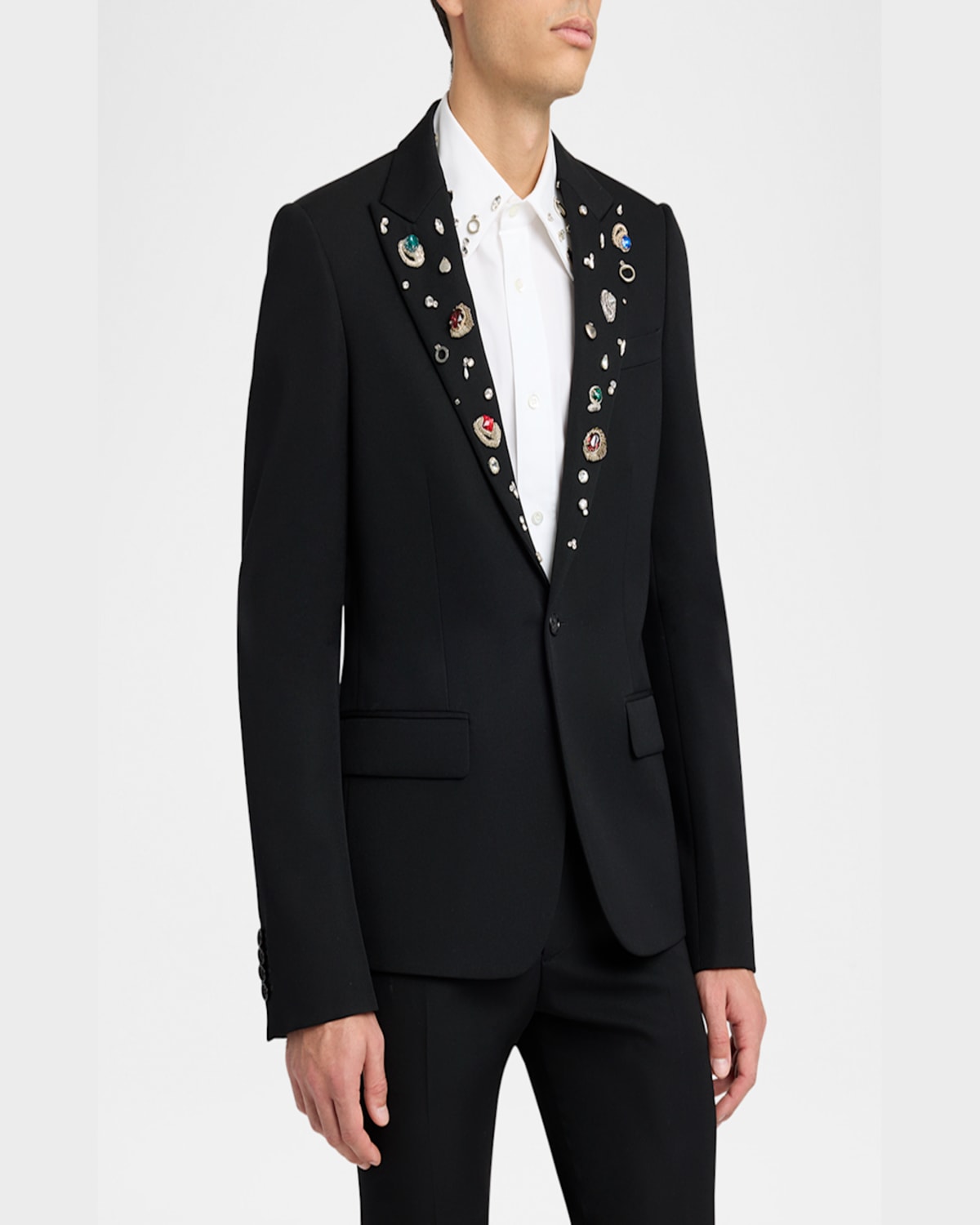 Alexander Mcqueen Men's Crystal Barathea Wool Reverse Jacket In Black