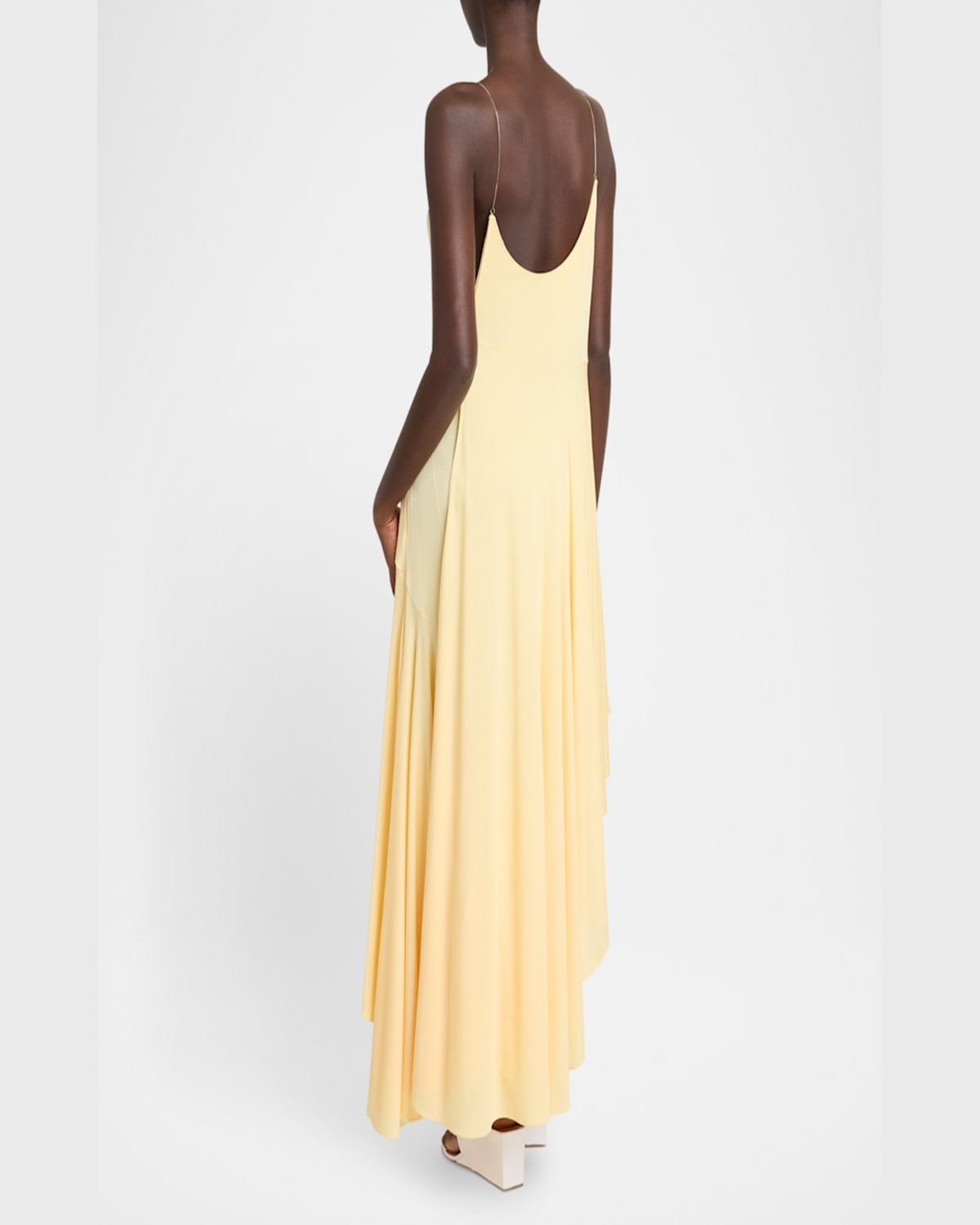 Alaïa Asymmetric Cotton Midi Slip Dress In Jaune Acidule