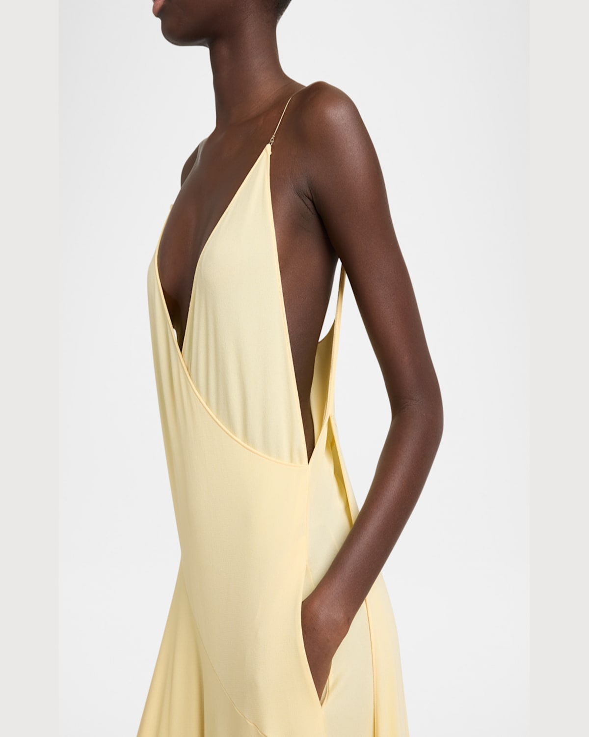 Alaïa Asymmetric Cotton Midi Slip Dress In Jaune Acidule