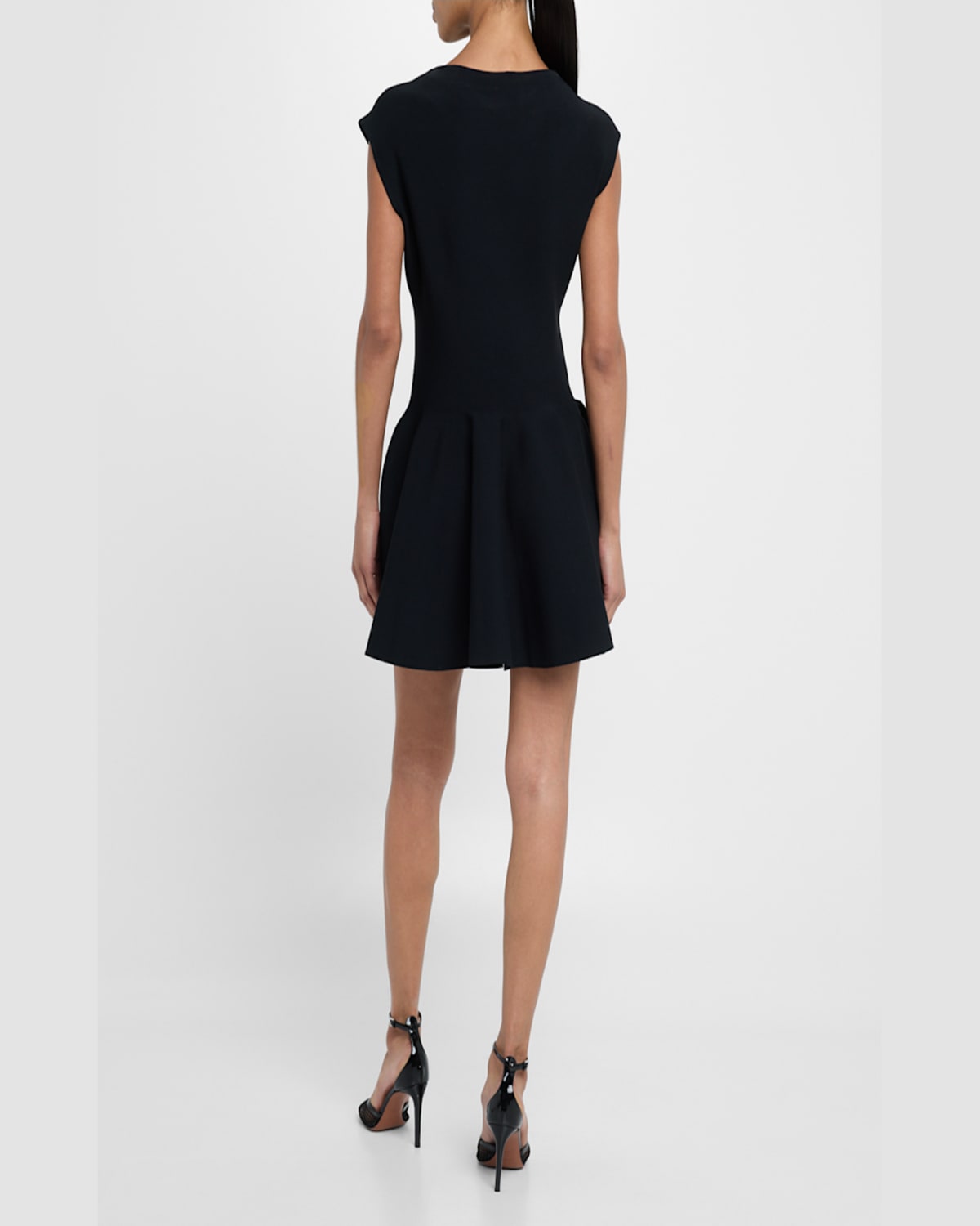 Shop Alaïa High-neck Cap-sleeve Mini Skater Dress