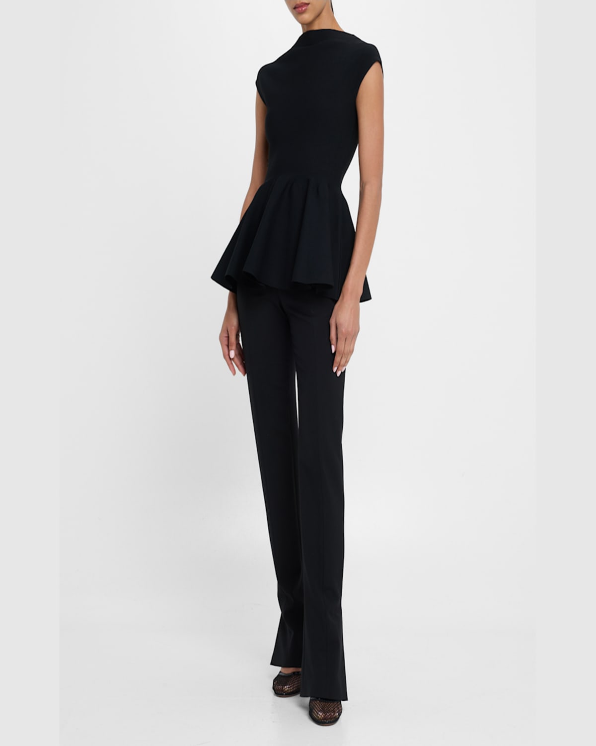 Shop Alaïa Cap-sleeve Peplum Top