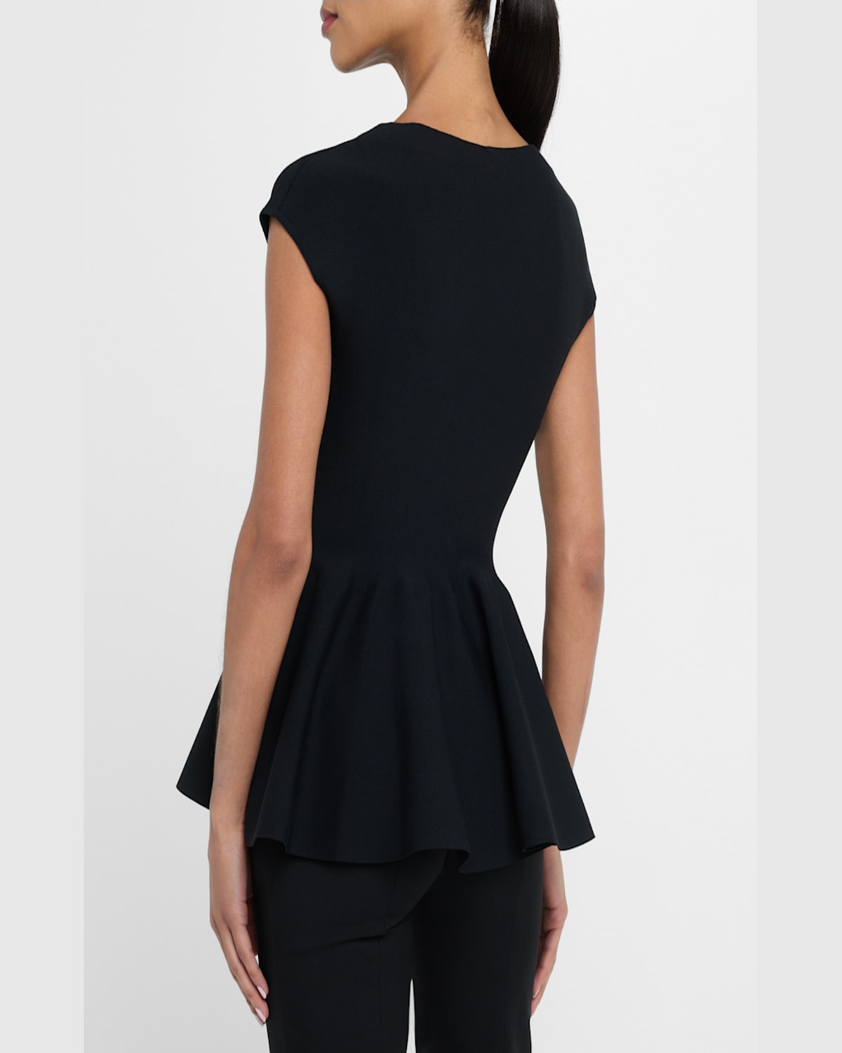 Shop Alaïa Cap-sleeve Peplum Top