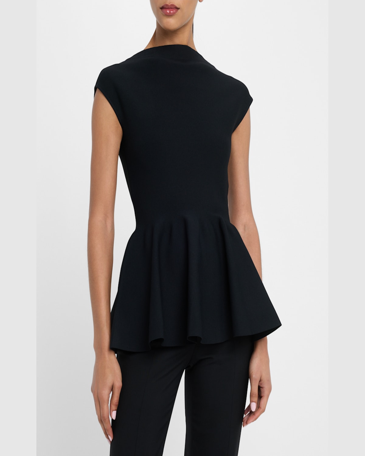 Shop Alaïa Cap-sleeve Peplum Top