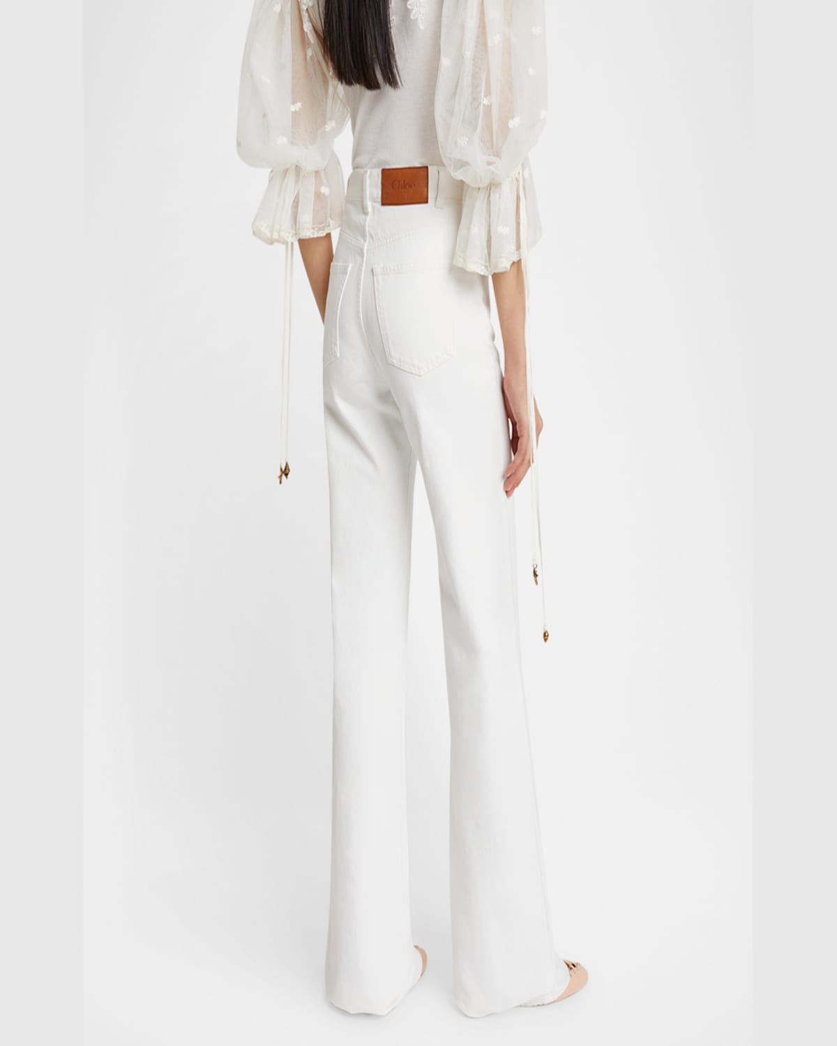 Chloé High Rise Flared Jeans, White In White