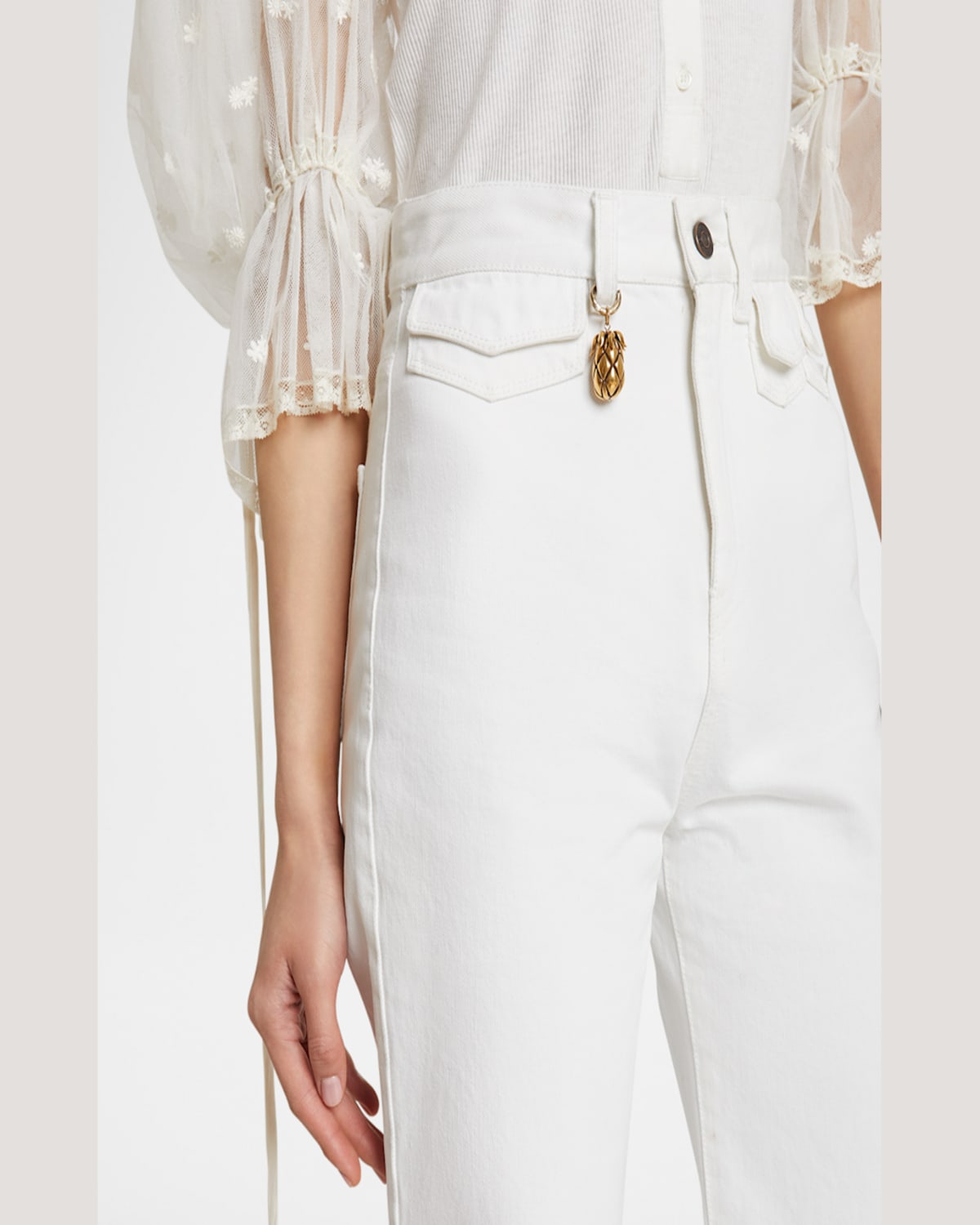 Chloé High Rise Flared Jeans, White In White