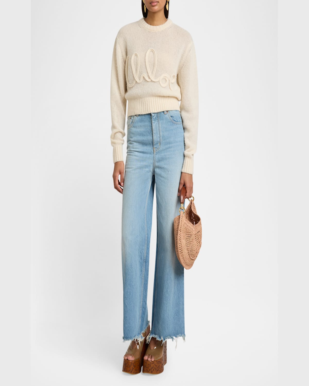 Chloé Embroidered Alpaca And Silk-blend Sweater In Iconic Milk