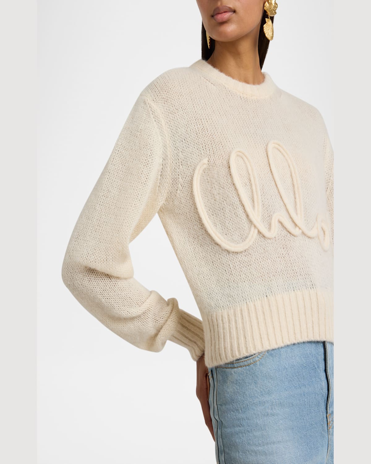 Chloé Embroidered Alpaca And Silk-blend Sweater In Iconic Milk