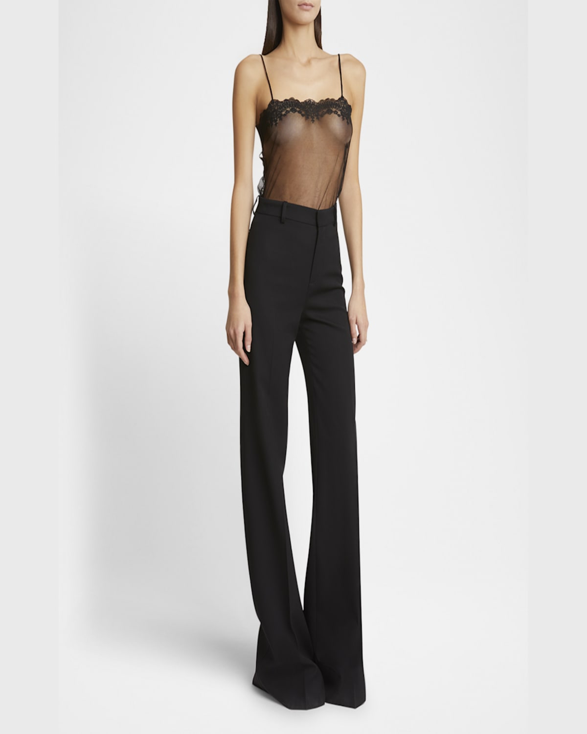 Chloé Wool Grain De Poudre Flare Trousers In Black
