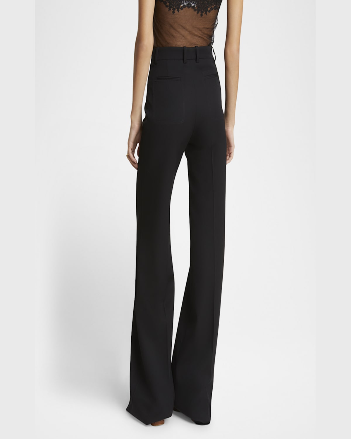 Chloé Wool Grain De Poudre Flare Trousers In Black
