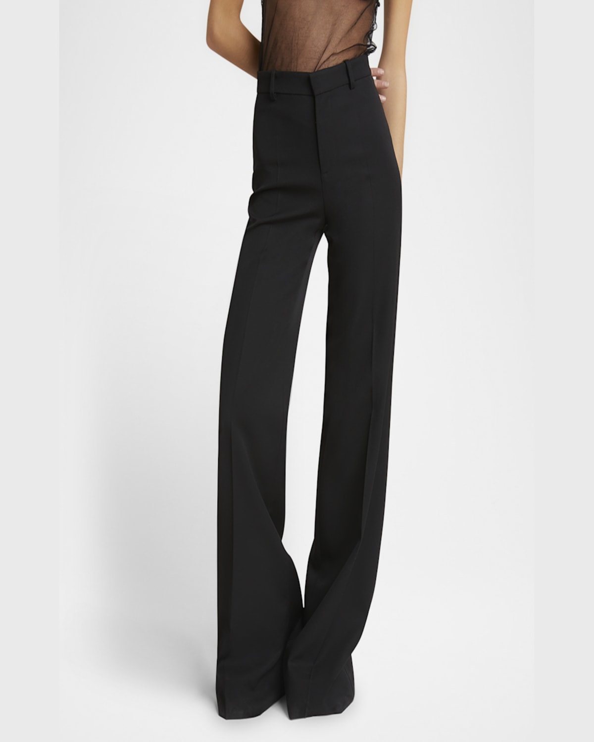 Chloé Wool Grain De Poudre Flare Trousers In Black