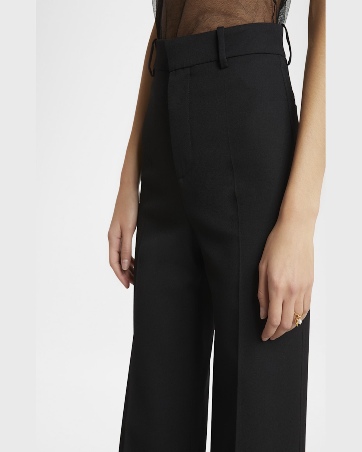 Chloé Wool Grain De Poudre Flare Trousers In Black