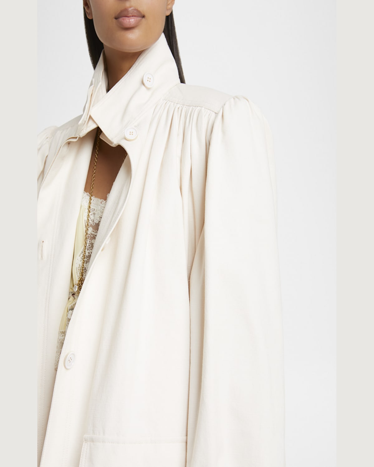 Chloé Puff-sleeve Cotton Canvas Utility Jacket In Tender Pink