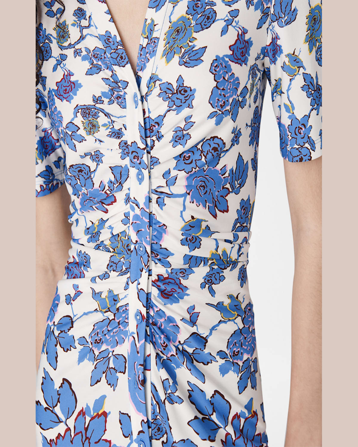 Diane Von Furstenberg Zoey Ruched Floral-print Midi Dress In China Vine Degrade